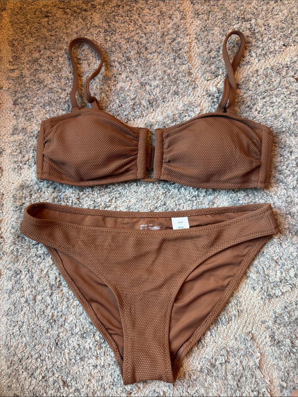 NWOT Aerie Brown Textured Bikini Set